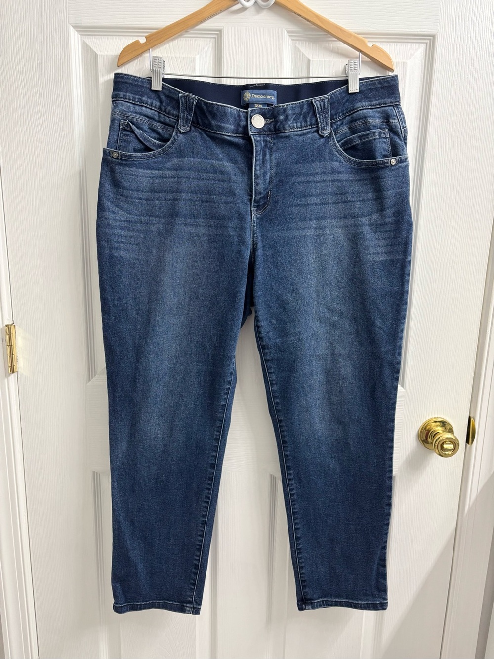 Democracy “Ab”solution Skinny Jeans 18W Blue Denim Elastic Waistband Stretch